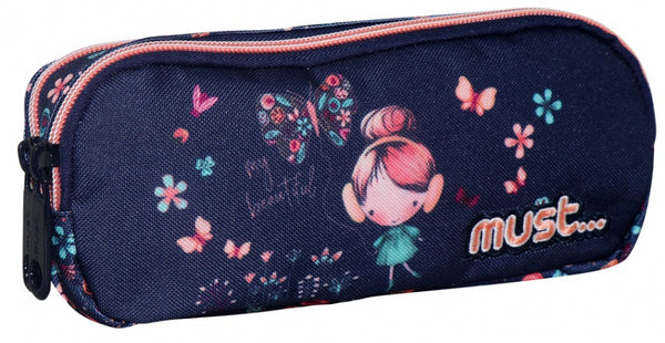 etui My Beautiful meisjes 21 x 9 cm polyester blauw/roze