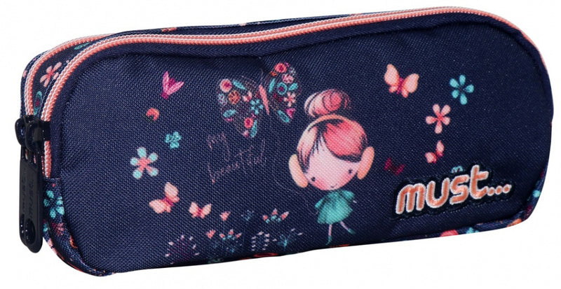 etui My Beautiful meisjes 21 x 9 cm polyester blauw/roze