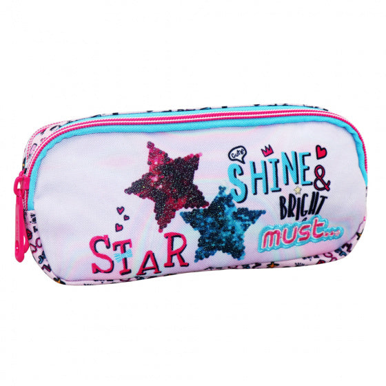 etui shine bright meisjes 21 x 6 x 9 cm polyester roze