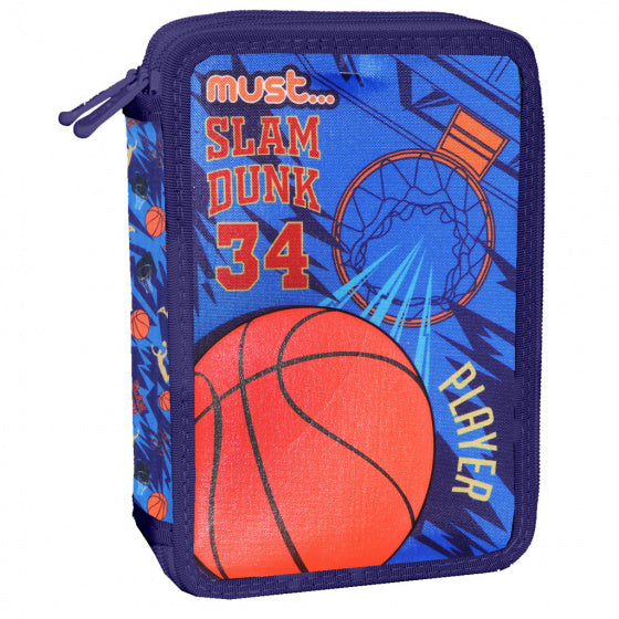 etui Slam Dunk junior 21 x 15 cm polyester blauw 8-delig