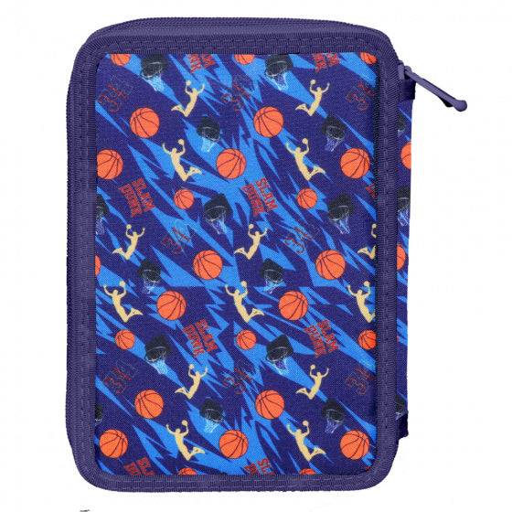 etui Slam Dunk junior 21 x 15 cm polyester blauw 8-delig
