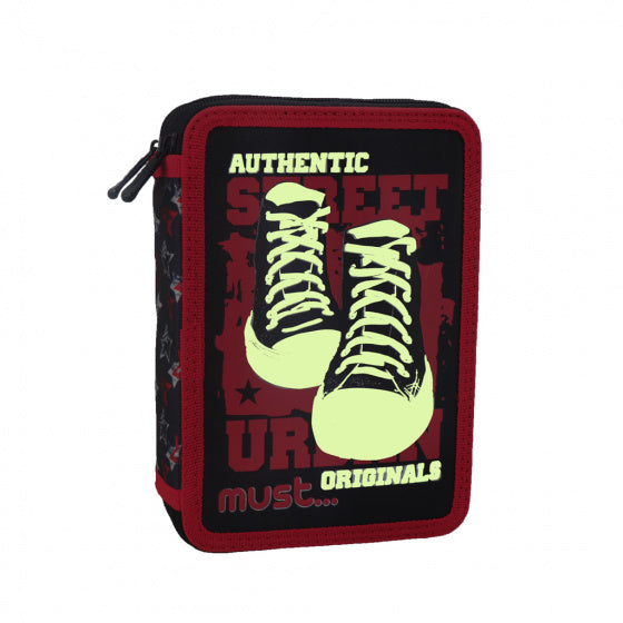 etui Street Urban 15 x 5 x 21 cm polyester rood/zwart
