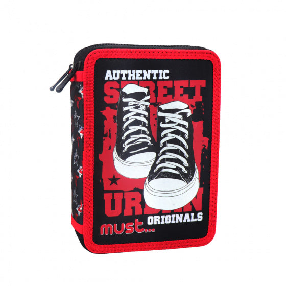 etui Street Urban 15 x 5 x 21 cm polyester rood/zwart