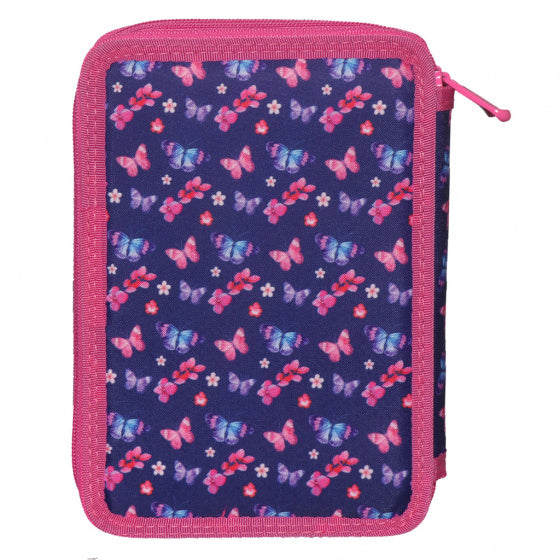 etui vlinders meisjes 15 x 5 x 21 cm polyester roze/paars