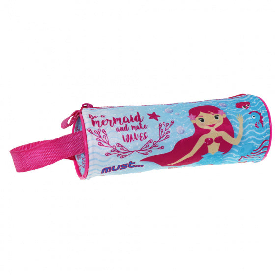 etui zeemeermin junior 20 x 6,5 cm polyester blauw/roze