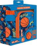 lunchset Basketball polypropyleen oranje/blauw 2-delig