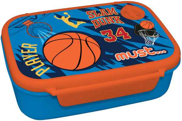lunchset Basketball polypropyleen oranje/blauw 2-delig