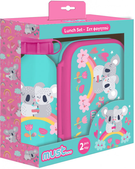lunchset Koala junior aluminium blauw/roze 2-delig