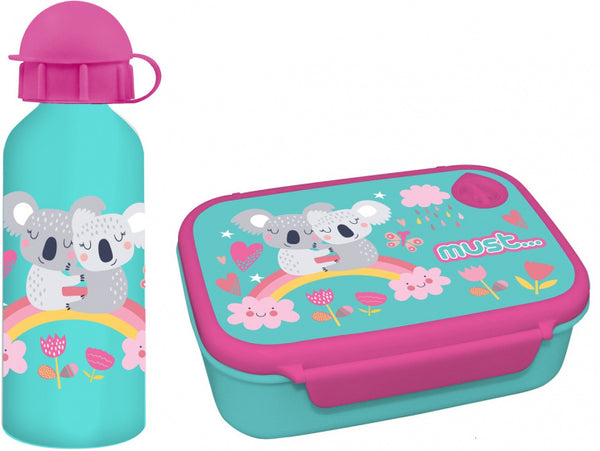 lunchset Koala junior aluminium blauw/roze 2-delig