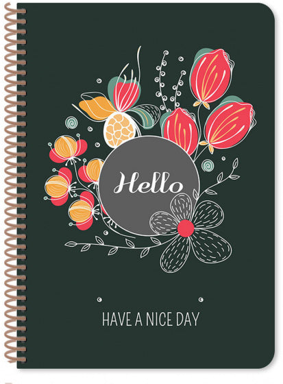 notitieboek Blossom 25 x 17 cm B5 antraciet 60 vellen