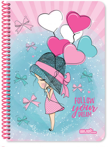 notitieboek Dream meisjes A4 papier roze 60 vellen