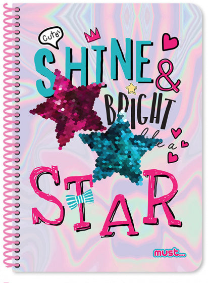 notitieboek Shine meisjes B5 papier paars 120 vellen