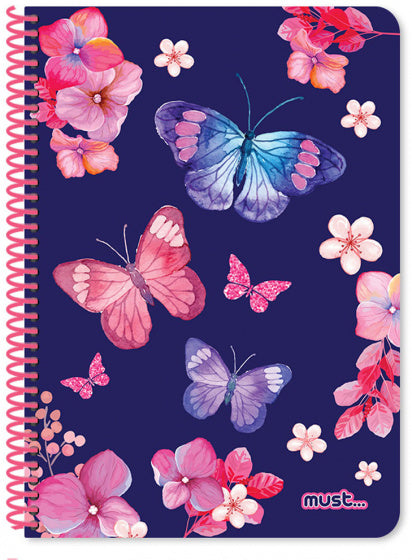 notitieboek Vlinders meisjes B5 papier blauw 90 vellen