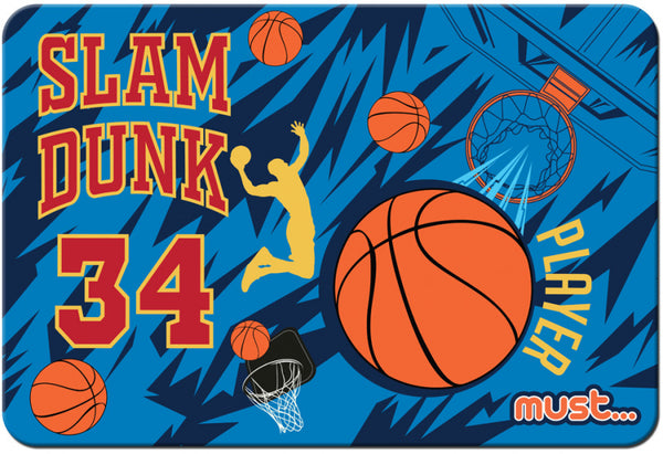 placemat Basketball junior 43 x 29 cm blauw/oranje