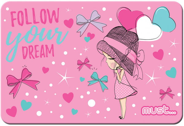 placemat Follow your dream meisjes 43 x 29 cm roze