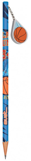 potlood met gum Slam Dunk junior hout/rubber blauw