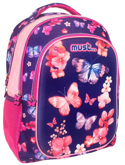 rugzak Butterfly 3D 25 liter 32 x 43 cm polyester roze