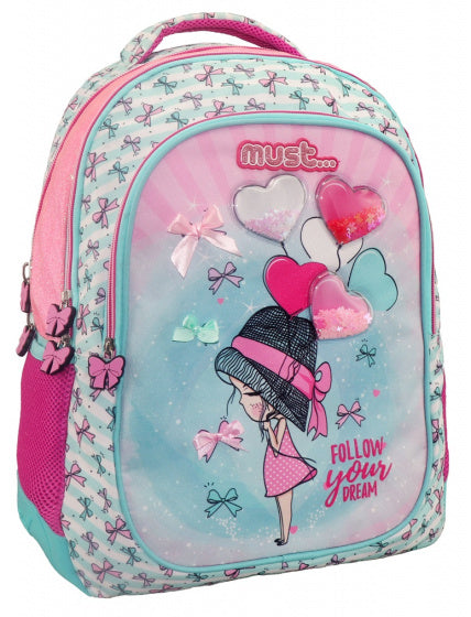 rugzak Follow Your Dream meisjes 25 liter polyester roze