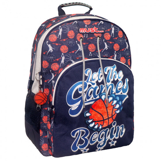 rugzak Let the Games jongens 25 liter polyester blauw
