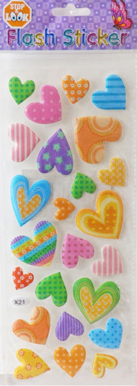 stickervel Flash Hearts meisjes 10 x 19 cm 21-delig