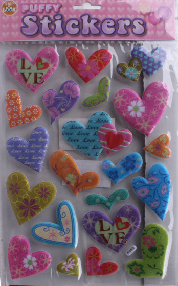 stickervel Puffy hart junior 19 x 27 cm 21-delig