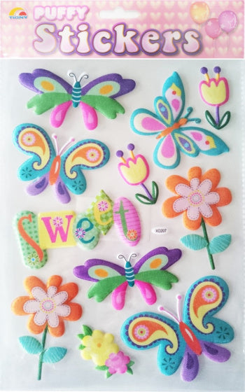 stickervel Puffy vlinder junior 19 x 27 cm 11-delig