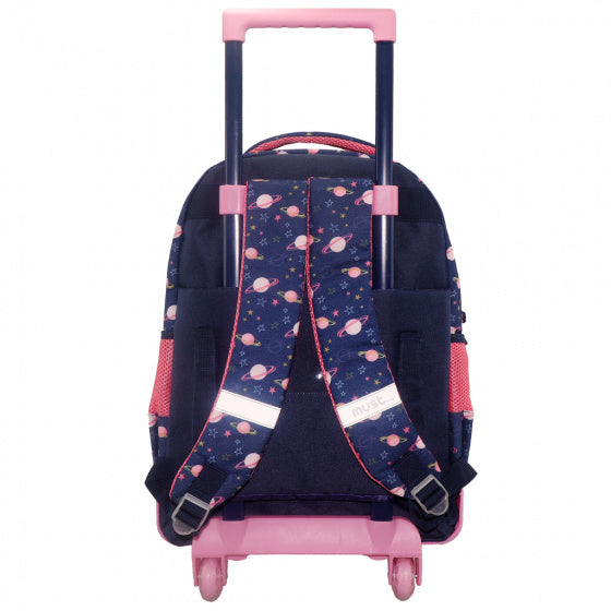 trolley rugzak Bright Star 30 liter donkerblauw/roze