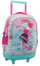 trolley rugzak Follow Your Dream 30 liter blauw/roze