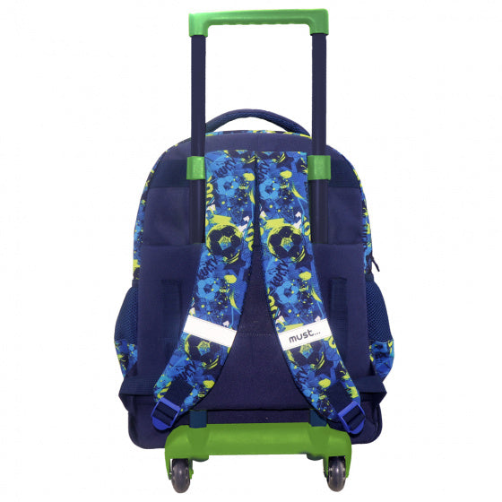 trolley rugzak Football 30 liter polyester blauw/groen