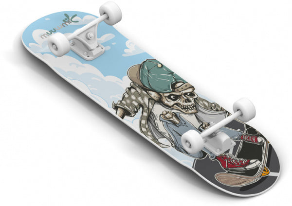 skateboard Skull 20 x 79 cm hout blauw/zwart