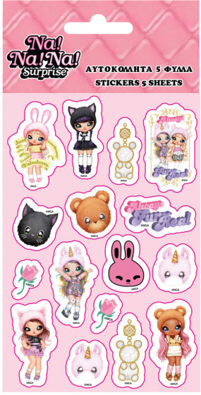 stickervel Suprise meisjes 8 x 12 cm lichtroze 5 stuks