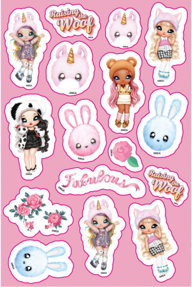 stickervel Suprise meisjes 8 x 12 cm lichtroze 5 stuks