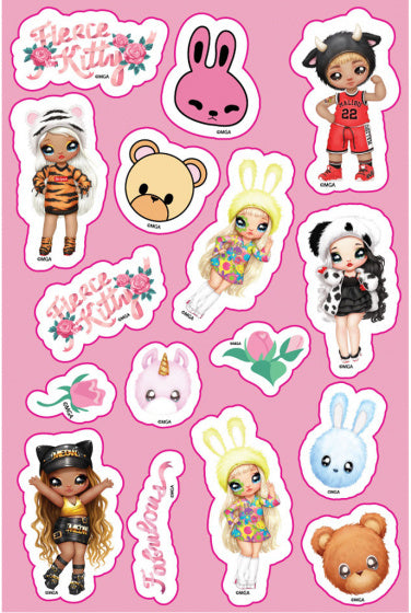 stickervel Suprise meisjes 8 x 12 cm lichtroze 5 stuks