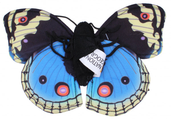 vingerpop vlinder 22 cm pluche blauw/zwart