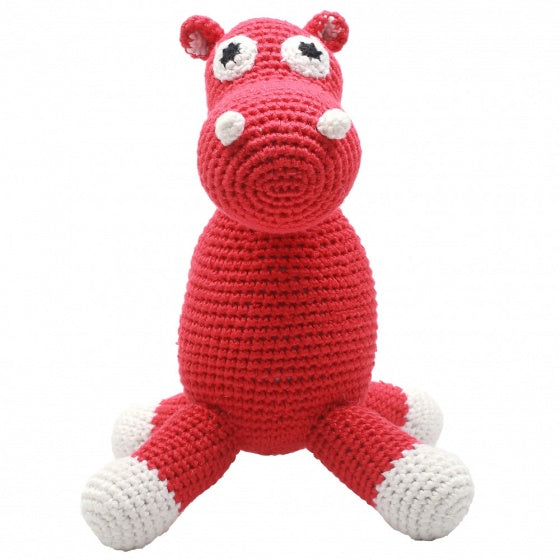 knuffeldier nijlpaard gehaakt 20 cm rood