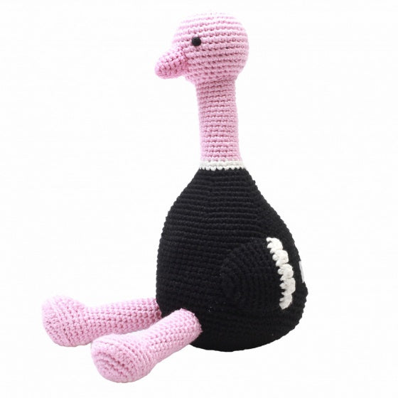 knuffeldier struisvogel gehaakt 20 cm roze