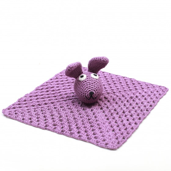 knuffeldoekje konijn gehaakt 10 cm paars