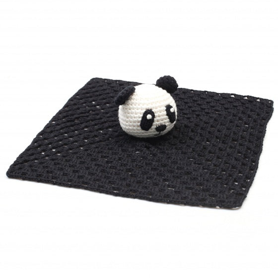 knuffeldoekje panda gehaakt 10 cm zwart