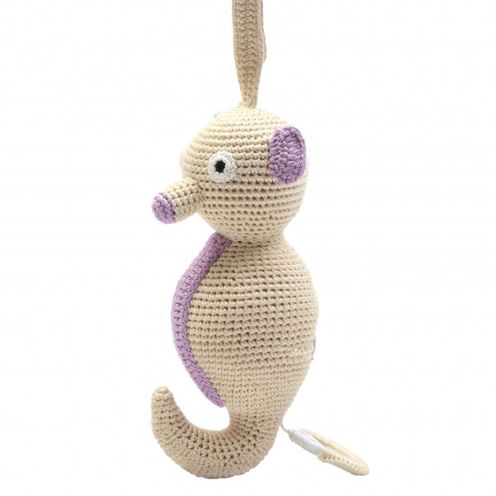 muziekdoosje zeepaardje gehaakt 20 cm beige