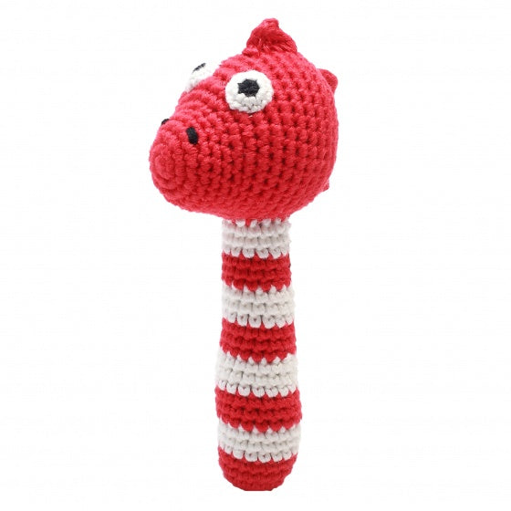 rammelaar dino gehaakt 14 cm rood
