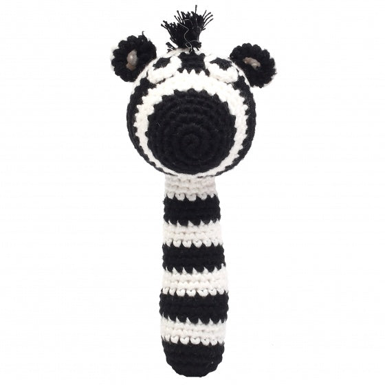 rammelaar zebra gehaakt 14 cm zwart/wit