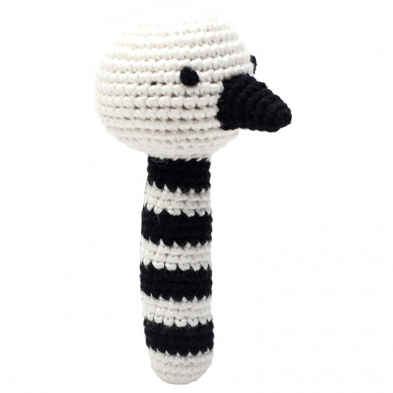 rammelaar zwaan gehaakt 14 cm zwart/wit