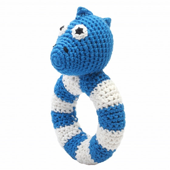ringrammelaar dino gehaakt 14 cm blauw