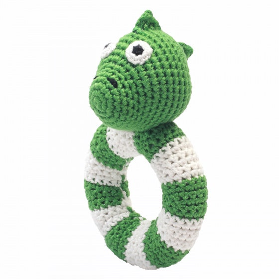 ringrammelaar dino gehaakt 14 cm groen