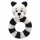 ringrammelaar kat gehaakt 14 cm wit/zwart