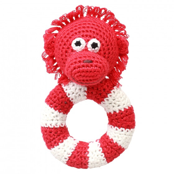 ringrammelaar orang-oetan gehaakt 14 cm rood