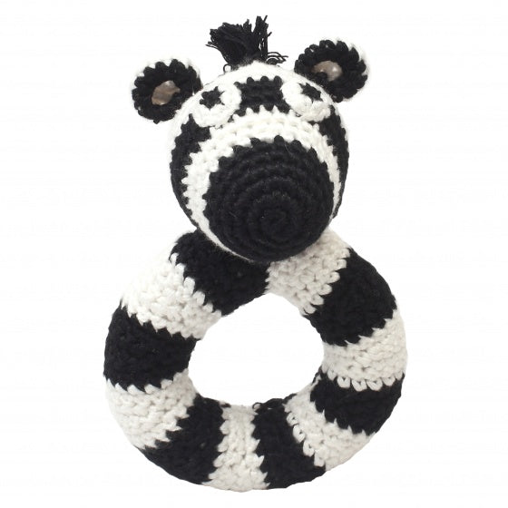 ringrammelaar zebra gehaakt 14 cm zwart/wit
