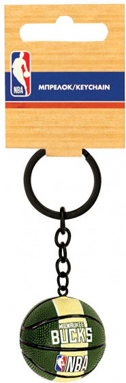 sleutelhanger basketbal 9,4 cm staal donkergroen