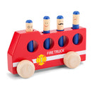brandweerauto junior 18 cm hout rood 9-delig
