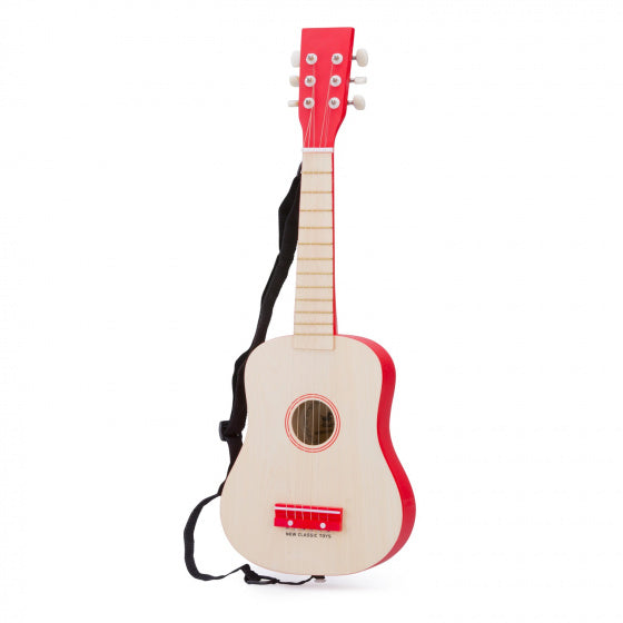 gitaar De Luxe junior 64 cm lichtbruin/rood